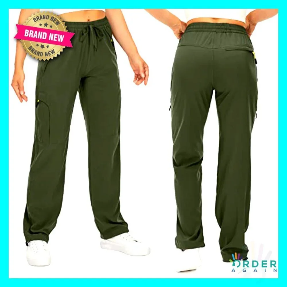 Lightweight Quick Dry Cargo Pants UPF 50 Stretch Travel Hiking Safari Capri